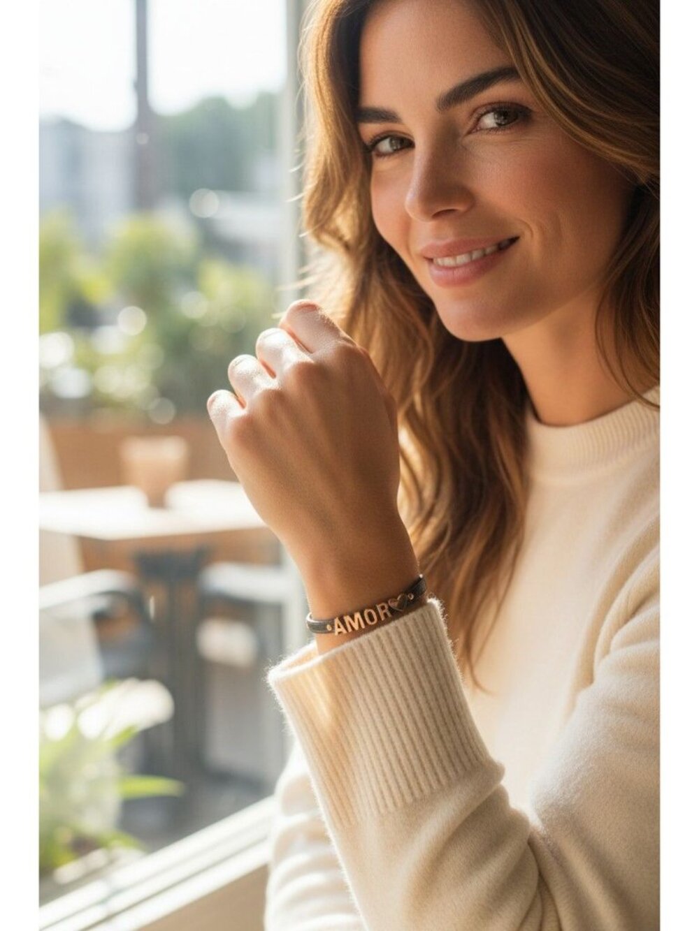 I Love Roma Leather Bracelet With Gold-Tone Amor Lettering & Heart Design - Picture 7 of 8